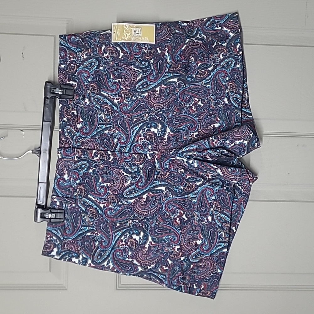 MICHAEL Michael Kors Shorts Paisley Print Sangria  5" Inseam Size 14 NWT